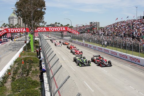 Een lang lint Indy Cars